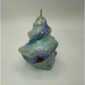 Seashell Shaped Oil Lamp Iridescent Art Glass Beach Decor. Glass Eye USA.